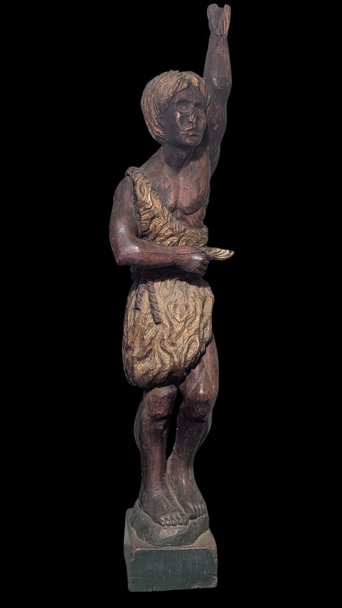 Saint Jean-Baptiste – Sculpture en chêne polychrome, XVIe-XVIIe siècle