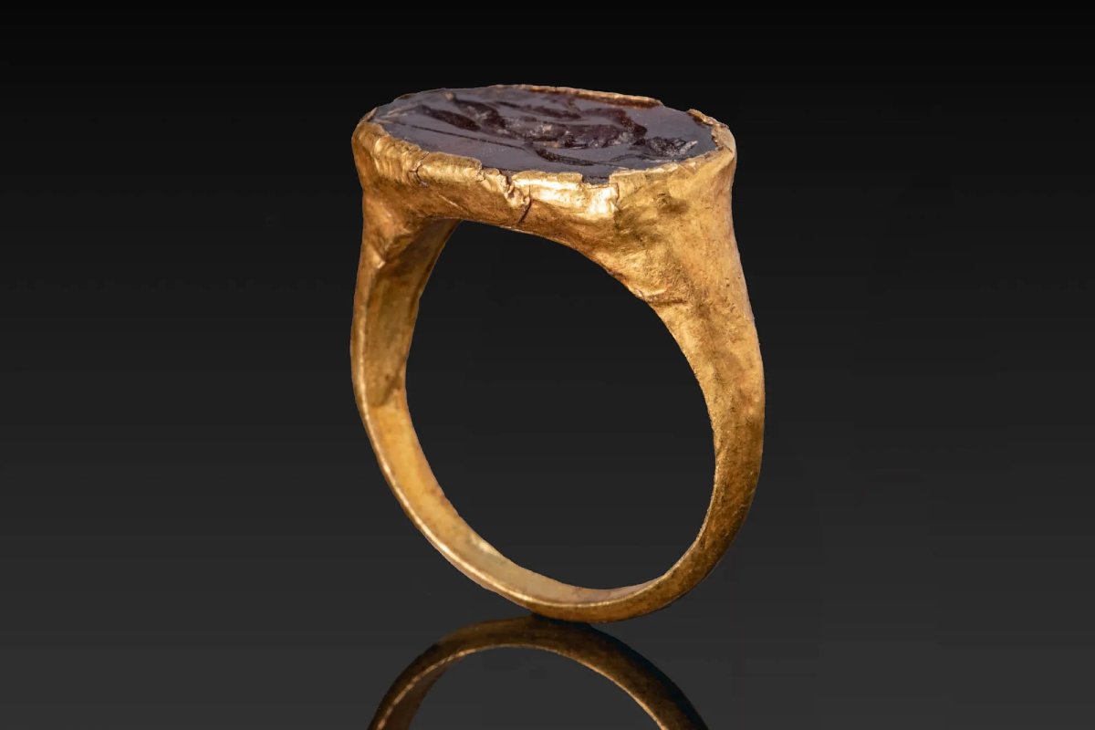 Bague romaine en or - Intaille Grenat - Mars - IIe siècle de notre ère - Provenance-photo-4