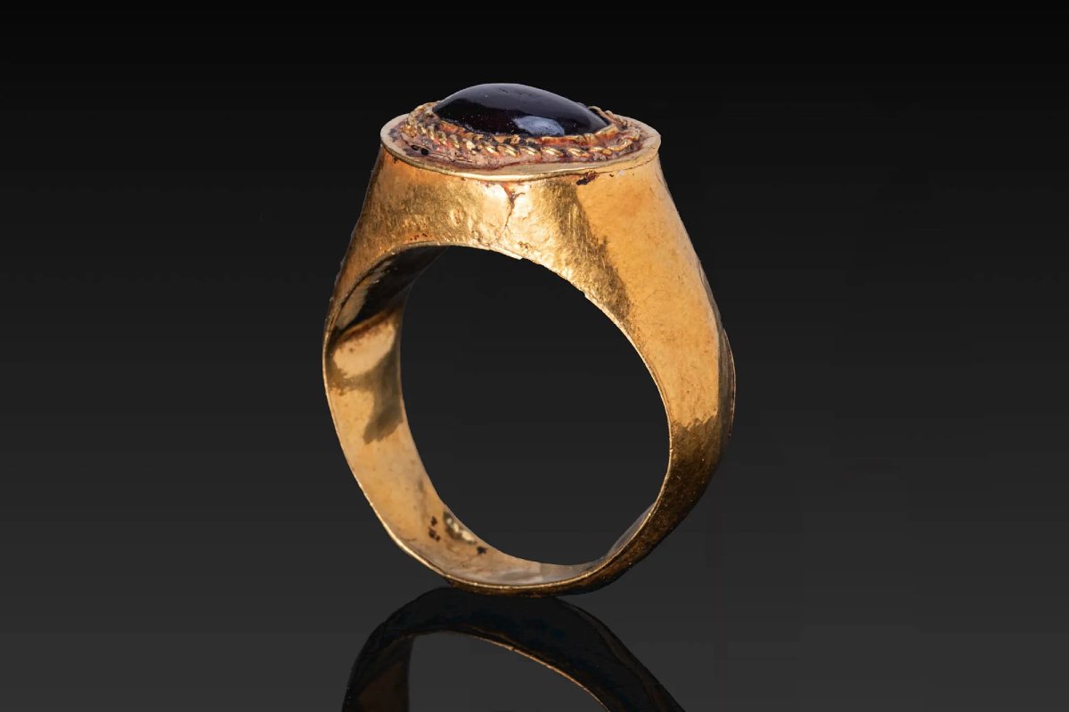 Bague romaine en or avec grenat - Époque impériale - Provenance-photo-3