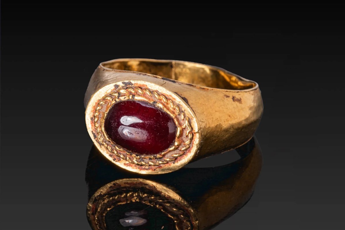 Bague romaine en or avec grenat - Époque impériale - Provenance-photo-4