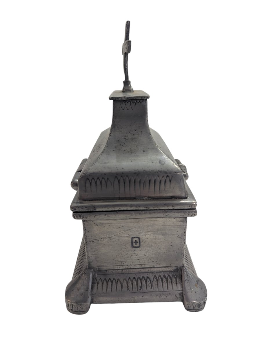 Coffret aux Saintes Huiles en étain - Époque Louis XIV -photo-5