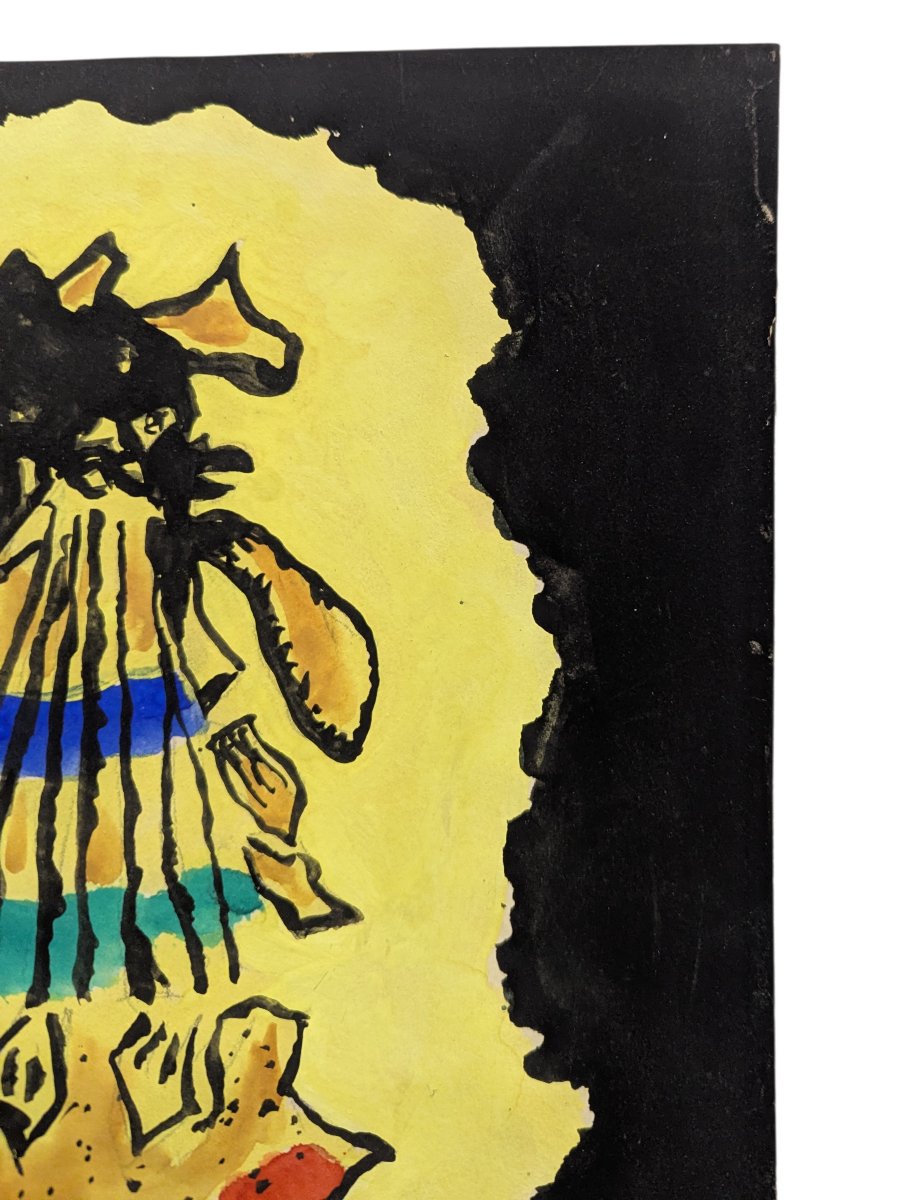 Jean Lurçat – Gouache originale d'un coq - Vers 1955 – Collection Pierre Delclaux-photo-4