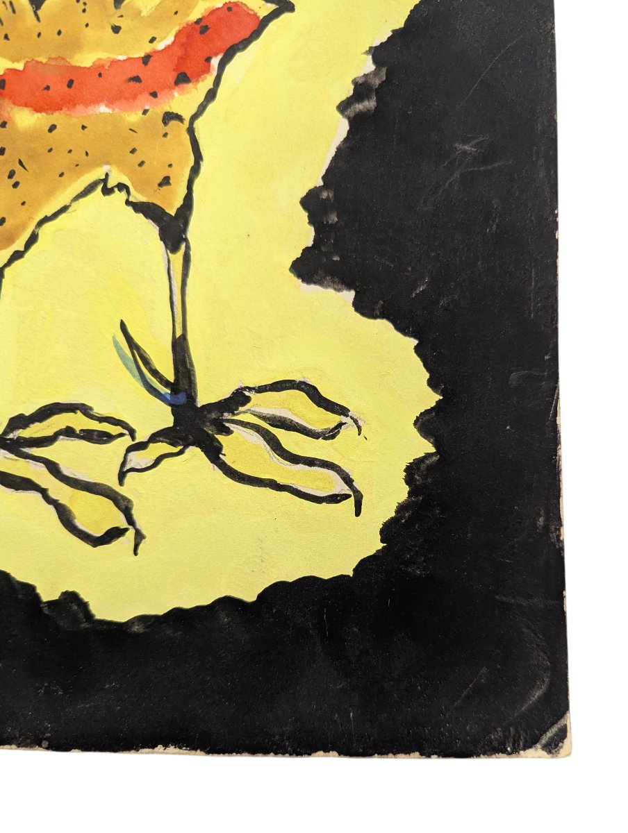 Jean Lurçat – Gouache originale d'un coq - Vers 1955 – Collection Pierre Delclaux-photo-1