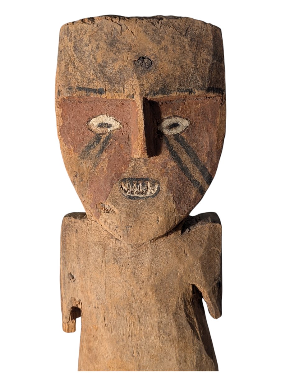 Statue anthropomorphe féminine en bois polychrome - Pérou, côte nord, Chimú - v 1100-1470-photo-2