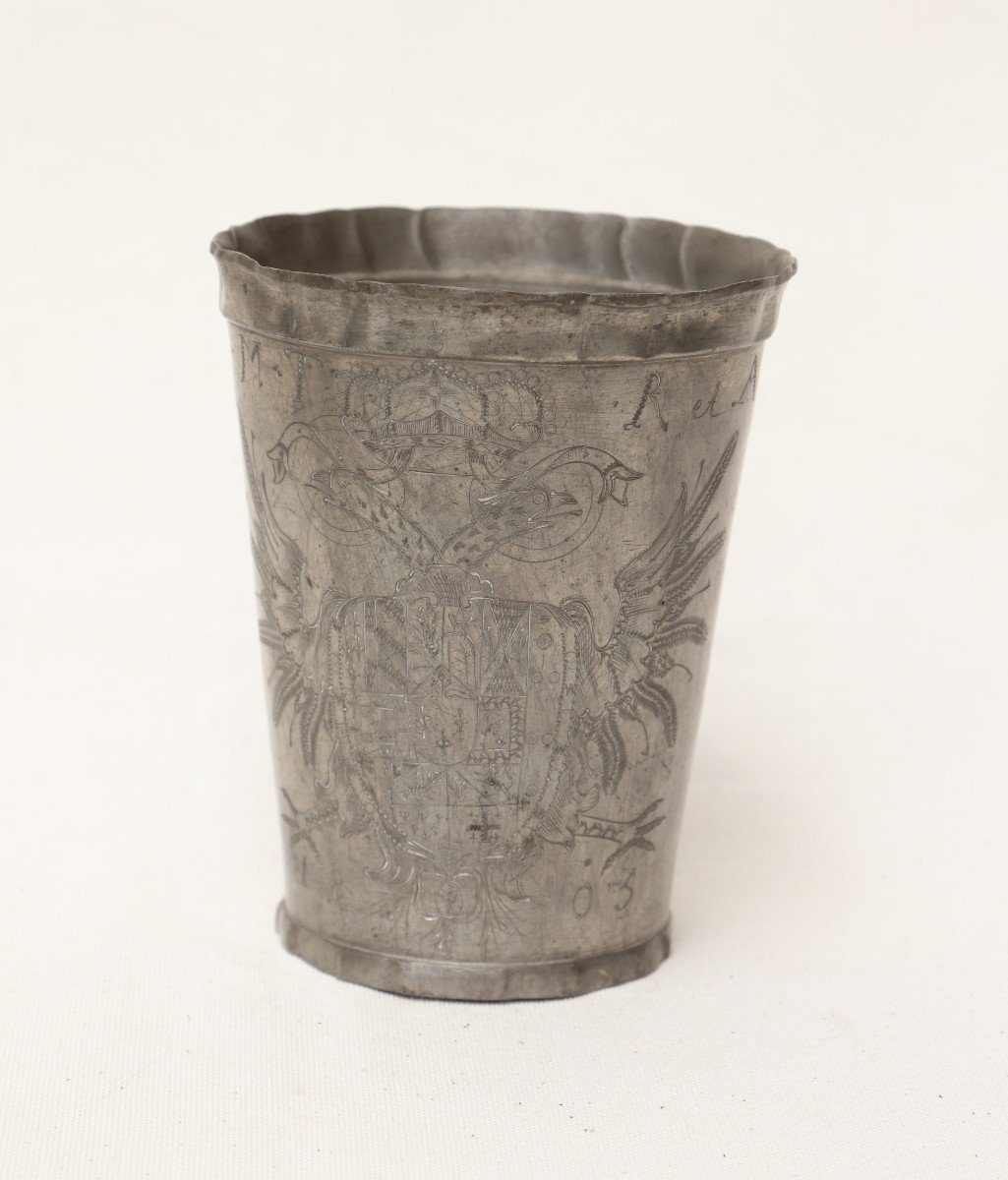 Extremely Rare Pewter Cup Emperor Francis II Of Austria 1805-photo-2