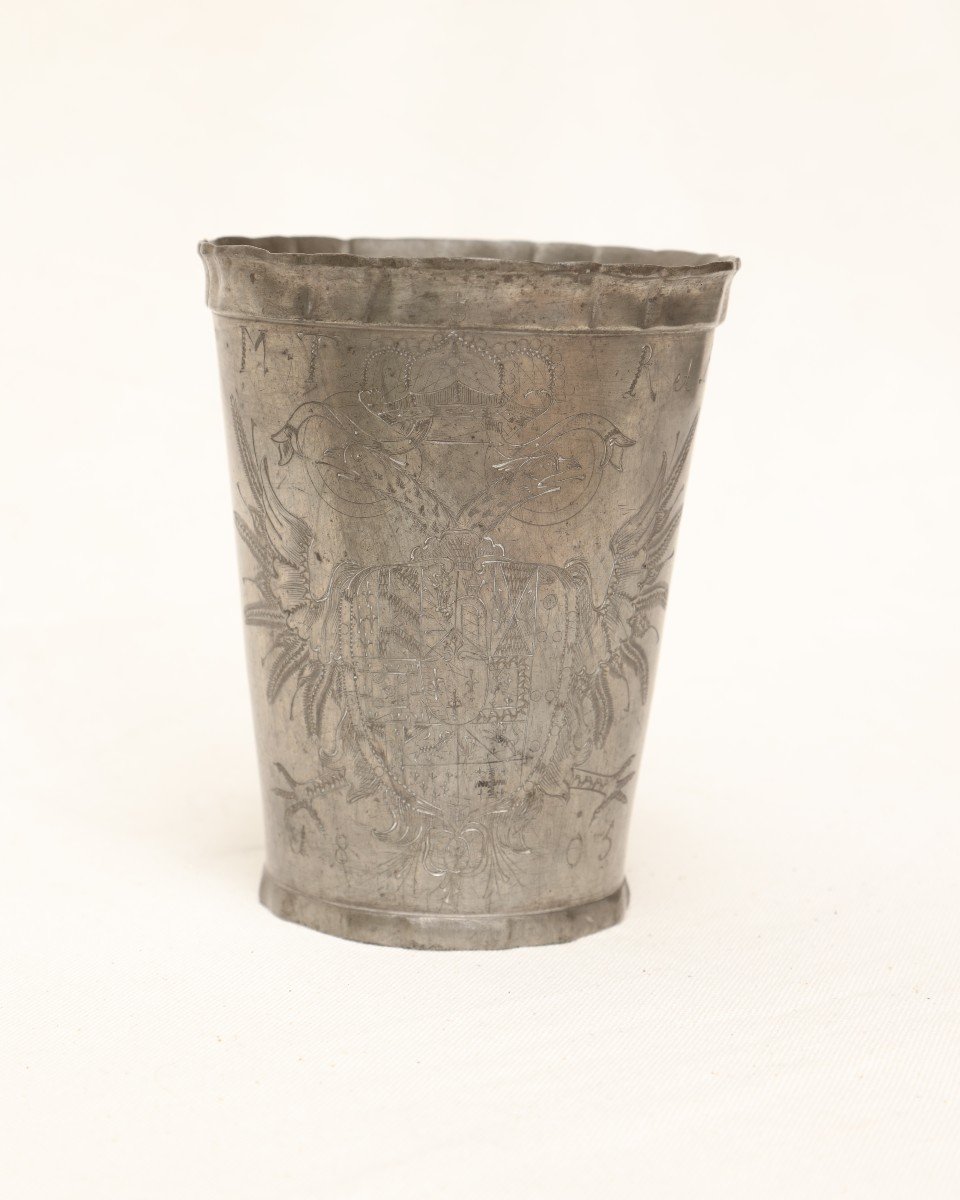 Extremely Rare Pewter Cup Emperor Francis II Of Austria 1805-photo-4