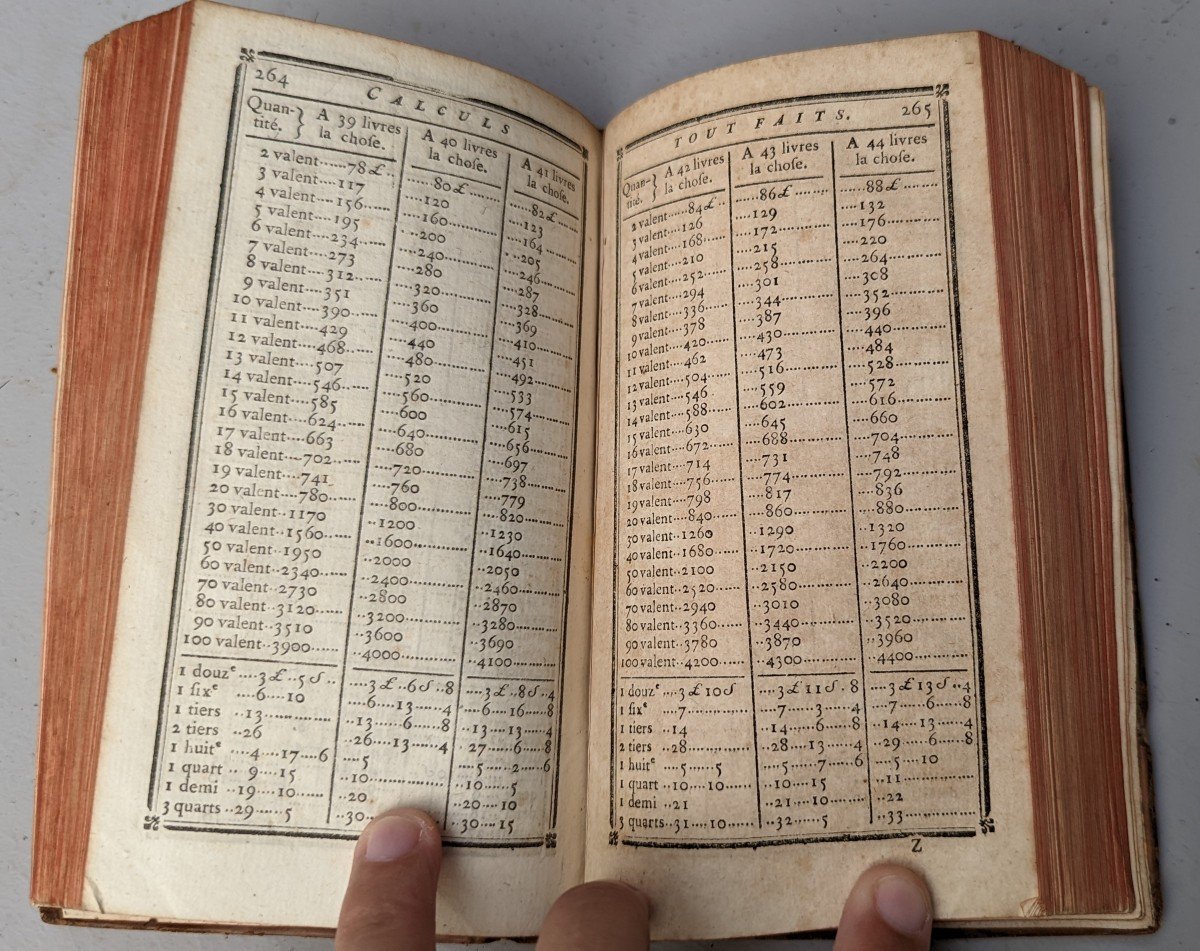 Livre XVIIIe "Calculs tout faits" édité à Paris 1757-photo-3