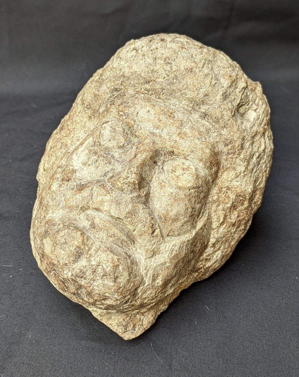 Ancient Stone Head Smooth Eyes Enigma-photo-3