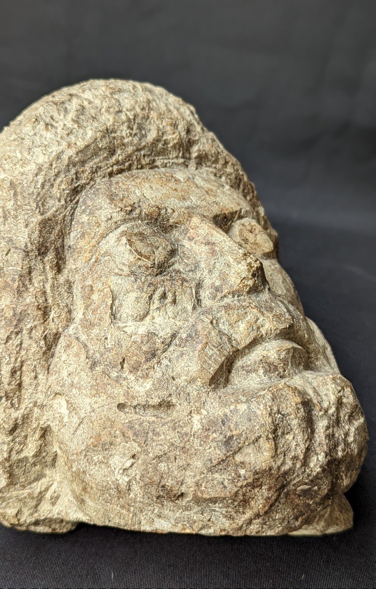 Ancient Stone Head Smooth Eyes Enigma-photo-3