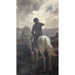 Huile Sur Panneau Napoléon à Cheval