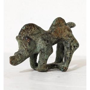 Extremely Rare Wild Boar In Gallic Bronze Miniature Sign