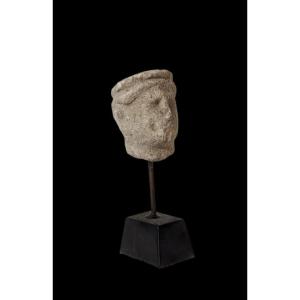 Head In Cyprus Limestone 4th Century Before Our Era Paul Gaudin Louvre Collection