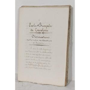 Manuscrit De 101 Pages - école Royale De Cavalerie - XIXe Siècle