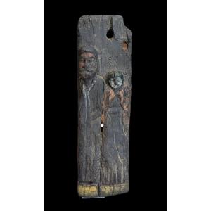 Solid Oak Statue - Couple Man And Woman - Popular Art - 60cm