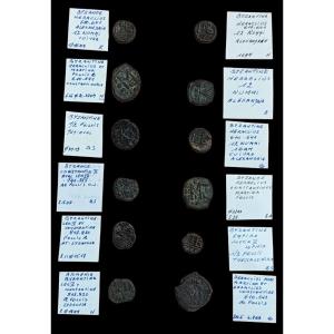 Collection Of 12 Byzantine Coins - Bronze - Middle Ages -ex Col. Sand - Numismatics