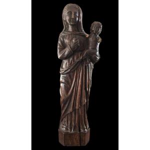 Virgin And Child - Solid Wood - 19th Century Period - Sacred Art 