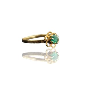 Yellow Gold Ring - Emerald - 18k Hallmark