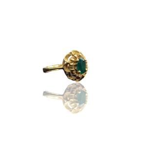 Yellow Gold Ring - Emerald - Hallmark - 1.97g