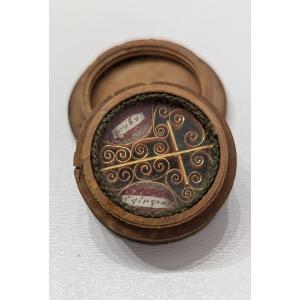 Reliquary In Turned Boxwood - Saint-vincent-agnès - 19th Century