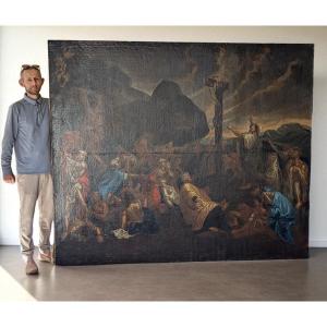 Très grande Huile sur Toile – Moïse et le serpent d’Airain – XVIIe-XVIIIe siècle 