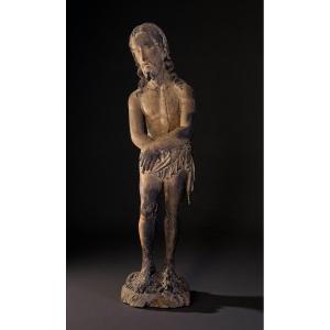 Christ In Chains, Carved In Linden Wood - Southern Germany, Franconian School - Circa 1500 - 81cm