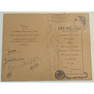 Historical Menu - Dinner At The Drancy Camp - September 1944 With Sacha Guitry