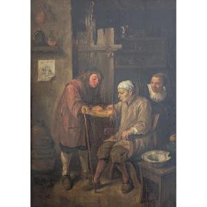 L'Art De Guérir Par Le Barbier-chirurgien - Oil On Panel - Flemish School, Late 17th Century