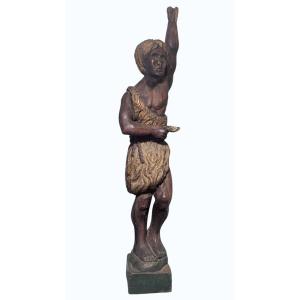Saint John The Baptist - Polychrome Oak Sculpture, 16th-17th Century