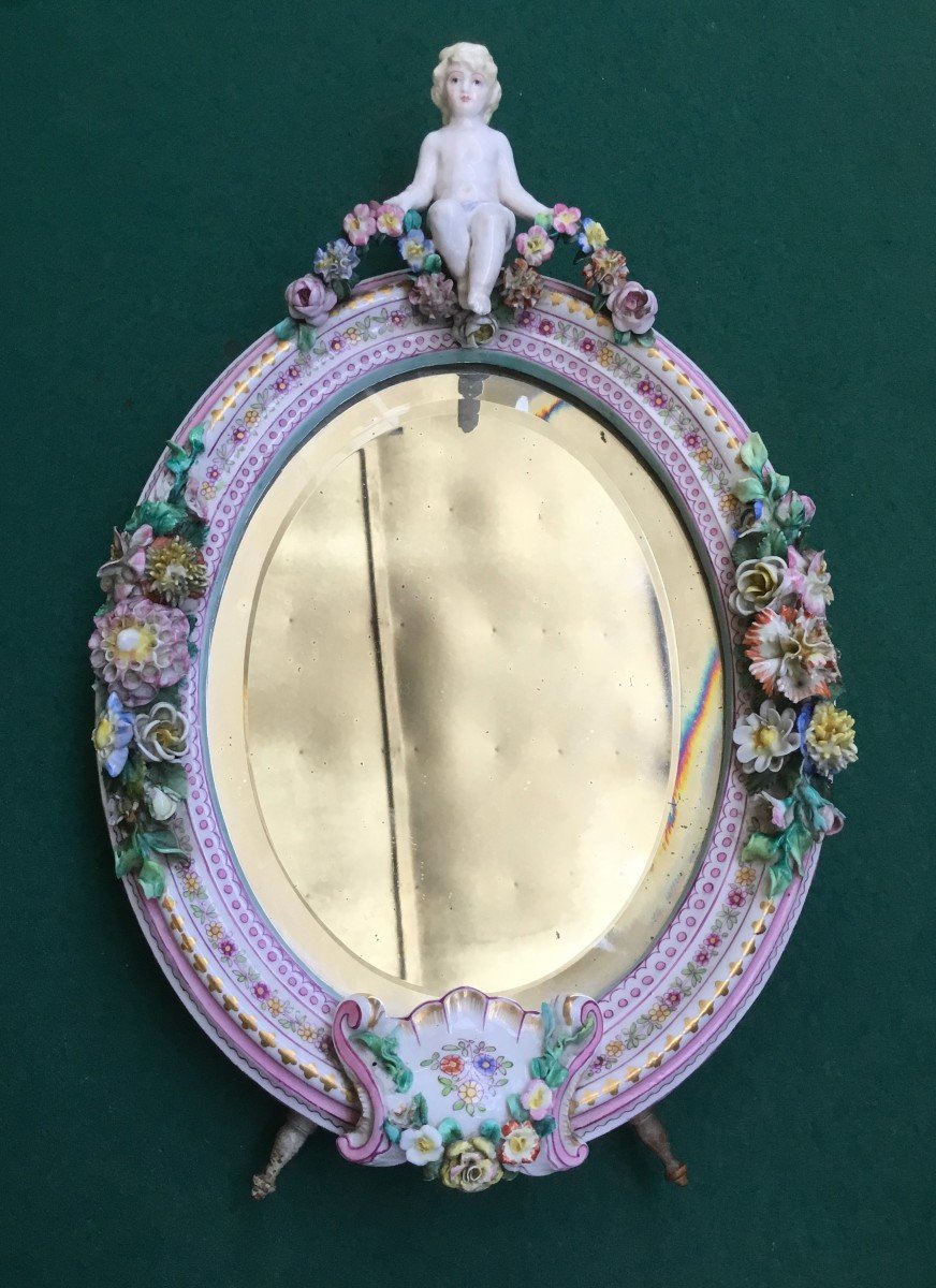 Miroir en porcelaine, Meissen, XIXe siècle