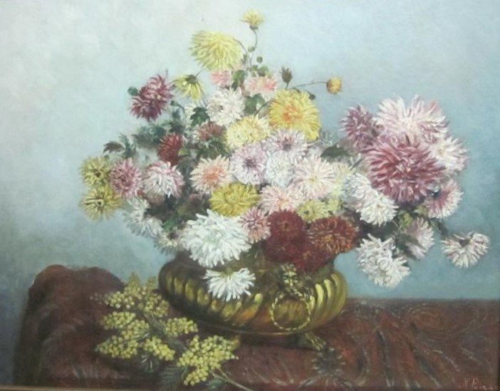 POIZAT N. (19e siècle) - Composition florale