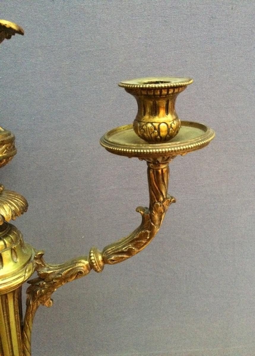 Pair Of Large Gilded Bronze Candelabra-photo-3