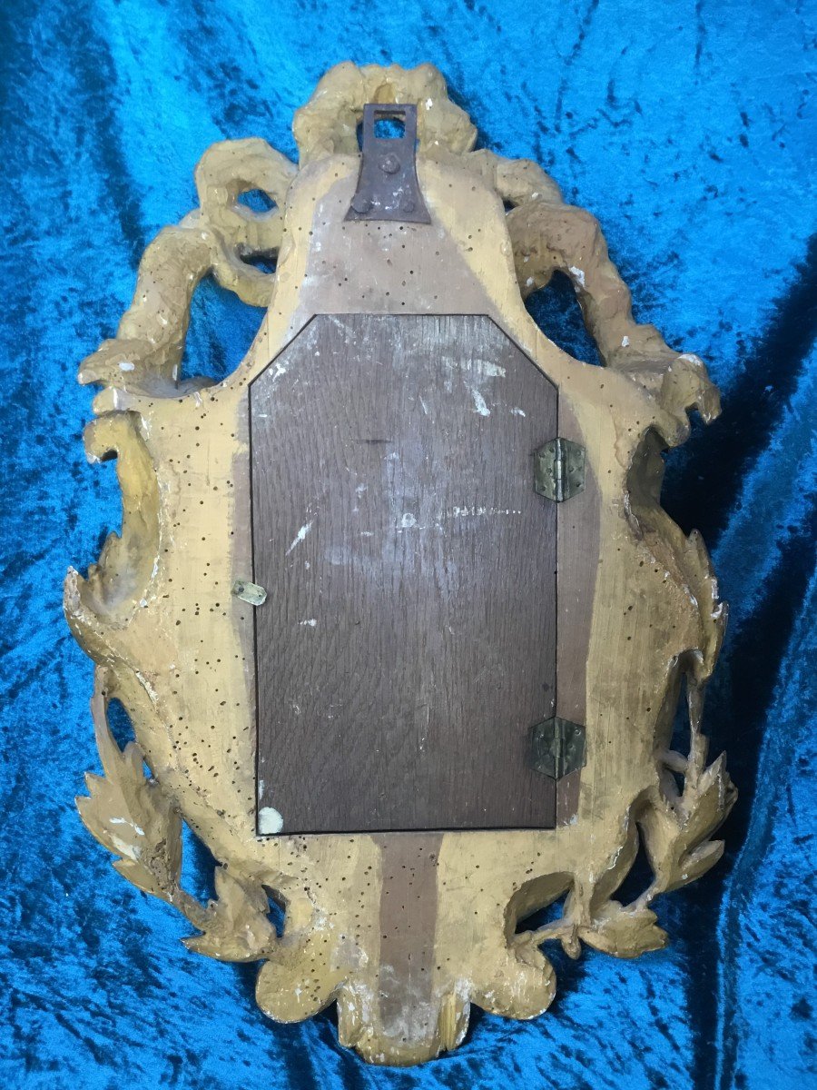 Cartel en bois doré, XVIIIe siècle-photo-2