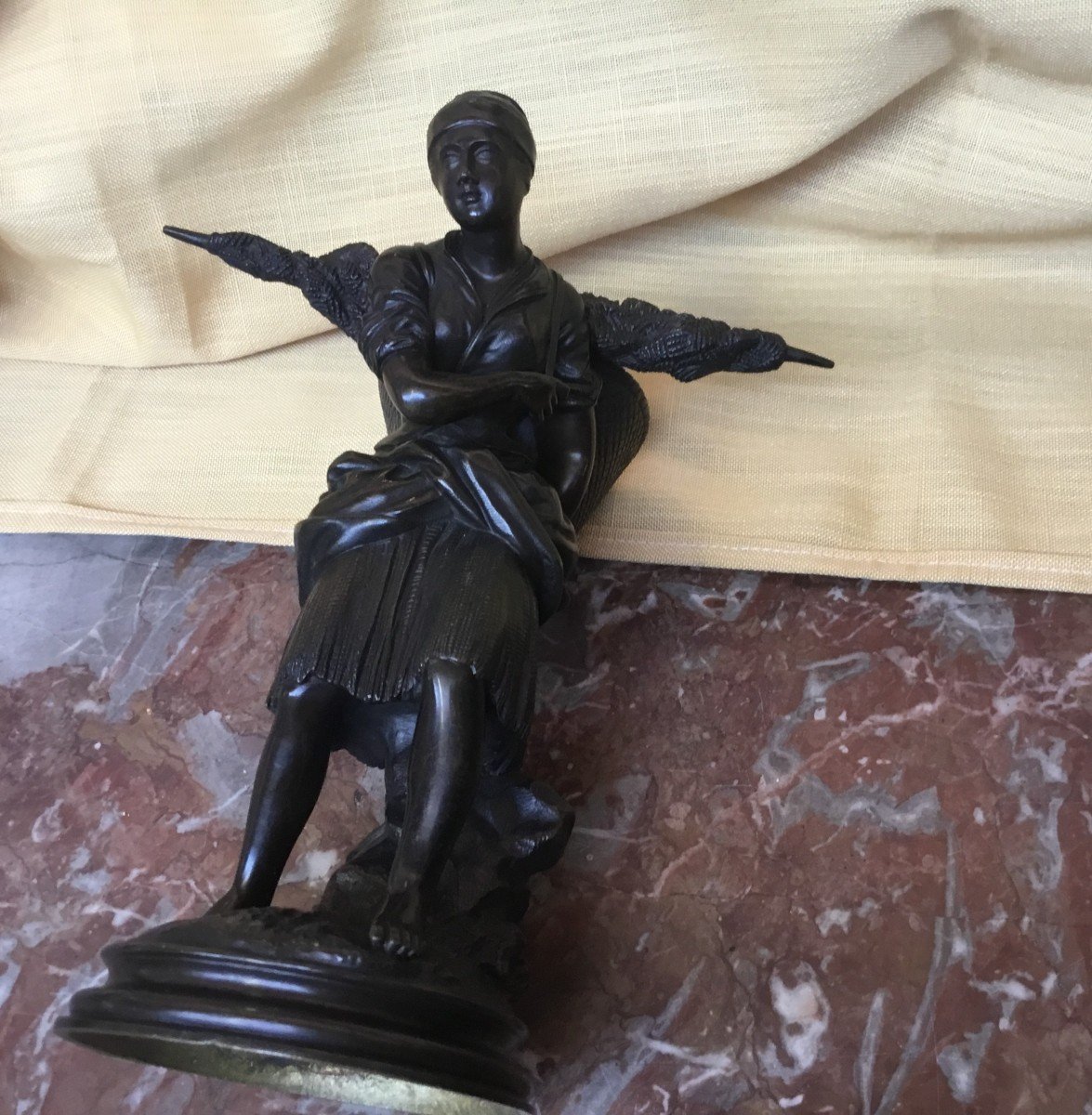 Couple de pêcheurs en bronze, XIXe siècle-photo-3