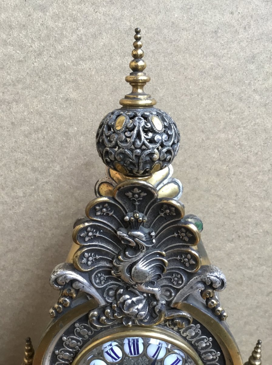 Garniture de cheminée en bronze, XIXème siècle-photo-3