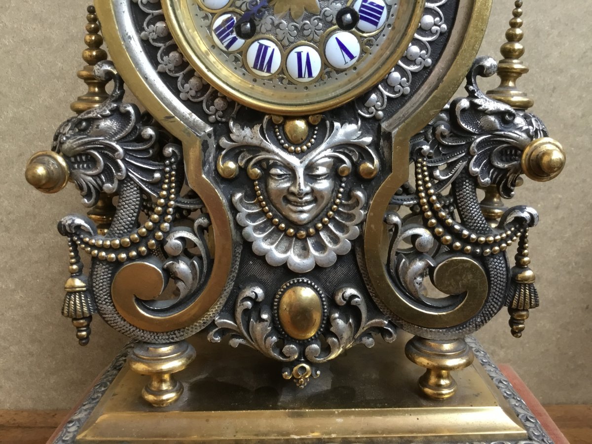 Garniture de cheminée en bronze, XIXème siècle-photo-4