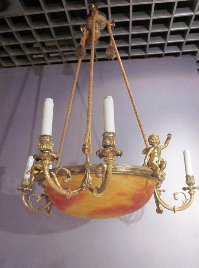 Daum Nancy - Gilt Bronze Chandelier-photo-2