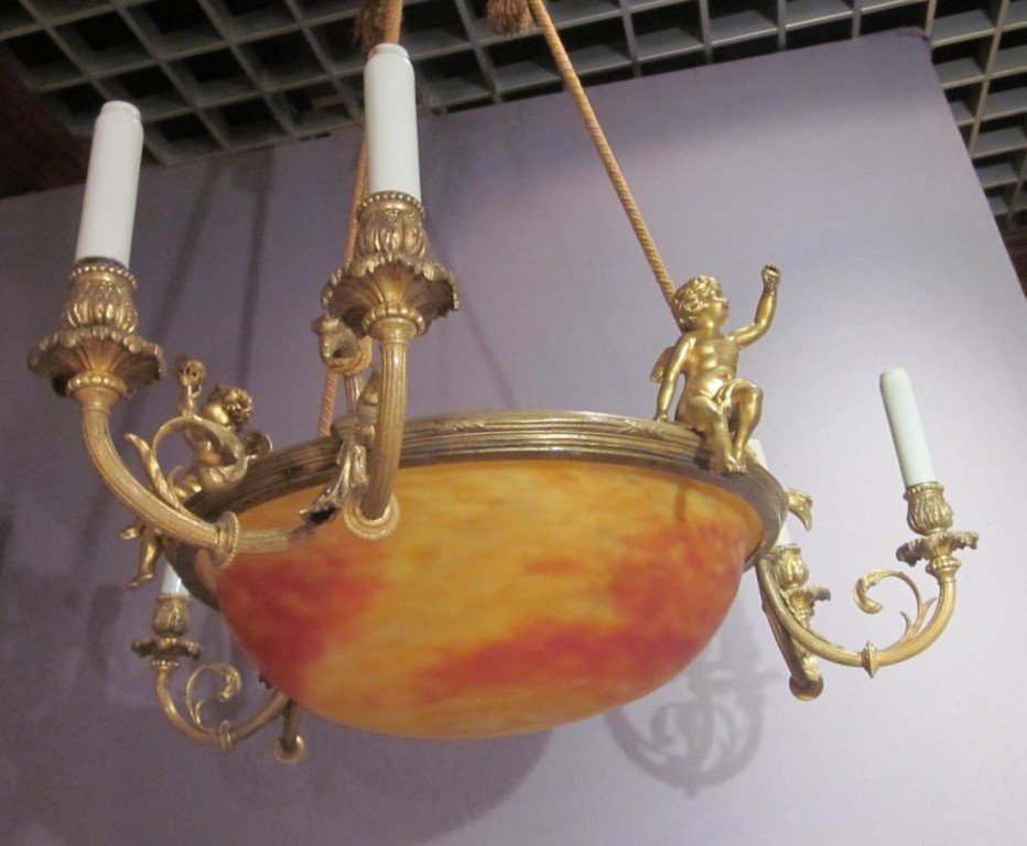 Daum Nancy - Gilt Bronze Chandelier-photo-3