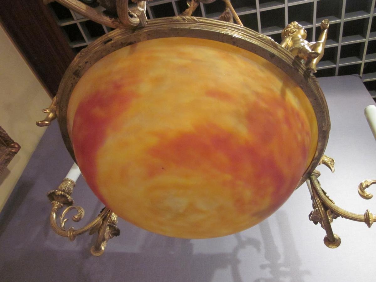 Daum Nancy - Gilt Bronze Chandelier-photo-2