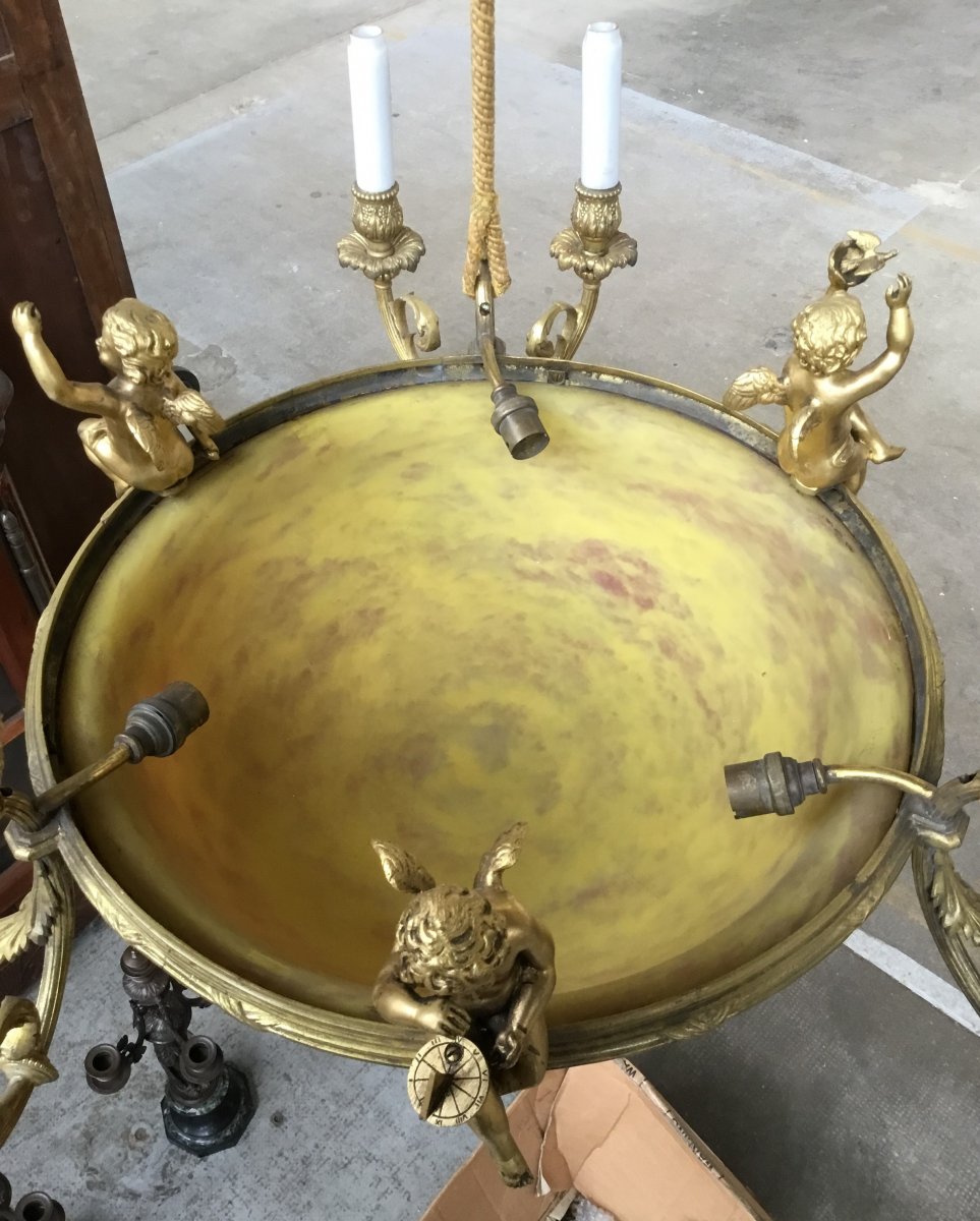 Daum Nancy - Gilt Bronze Chandelier-photo-8