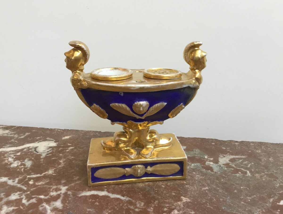 Encrier en porcelaine, époque Empire