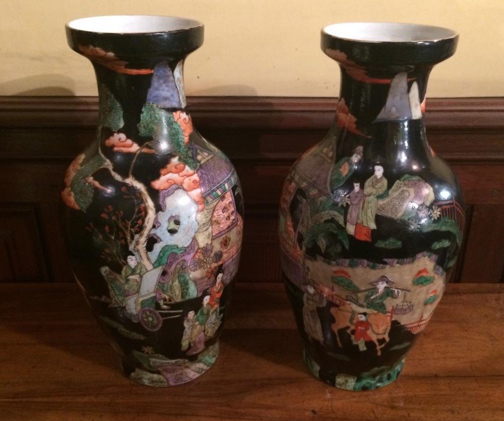 Pair Of Porcelain Vases, China, 20th Century-photo-3