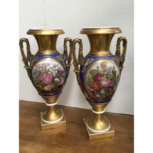 Paire de vases en porcelaine, époque Empire
