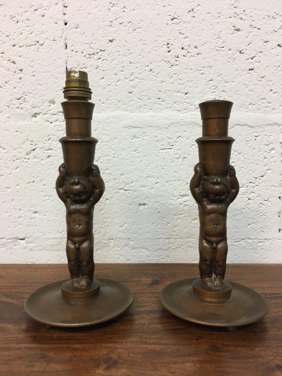 Pair Of Bronze Lamp-photo-2