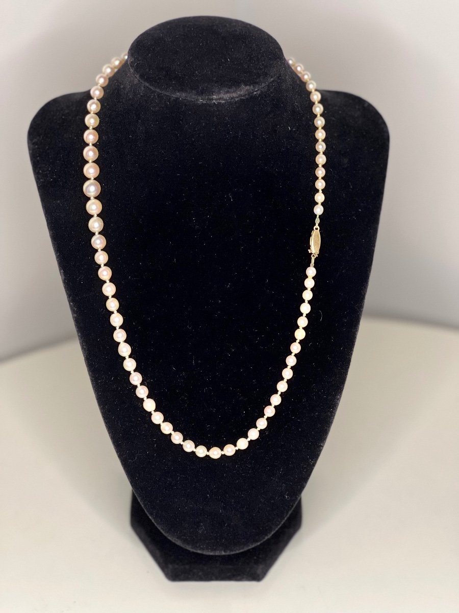 Falling Cultured Pearl Necklace 18k Gold Clasp 50 Cm-photo-2