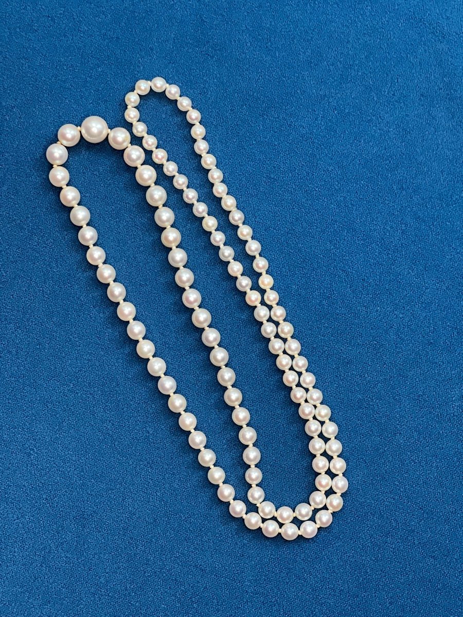 White Pearl Necklace Falling Long Necklace 62 Cm 21.98 Gr-photo-2