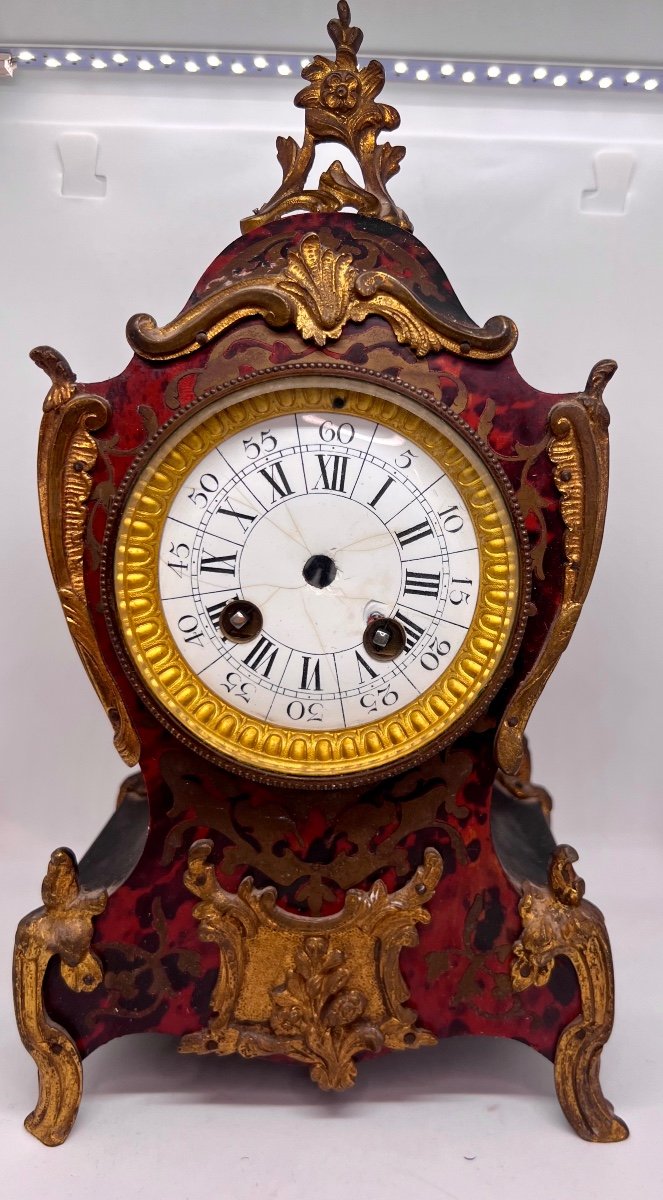 Coffret Coffre Cartel Boulle Ecaille 19 Eme Siecle Clock Uhre Pendule-photo-2