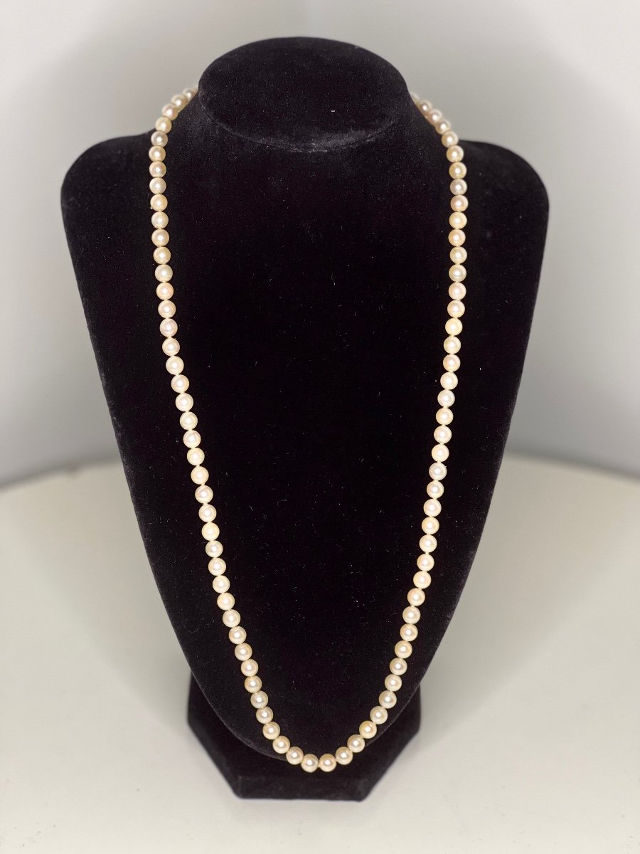 Collier Choker Perles De Culture Akoya Fermoir Or 18k 60 Cm