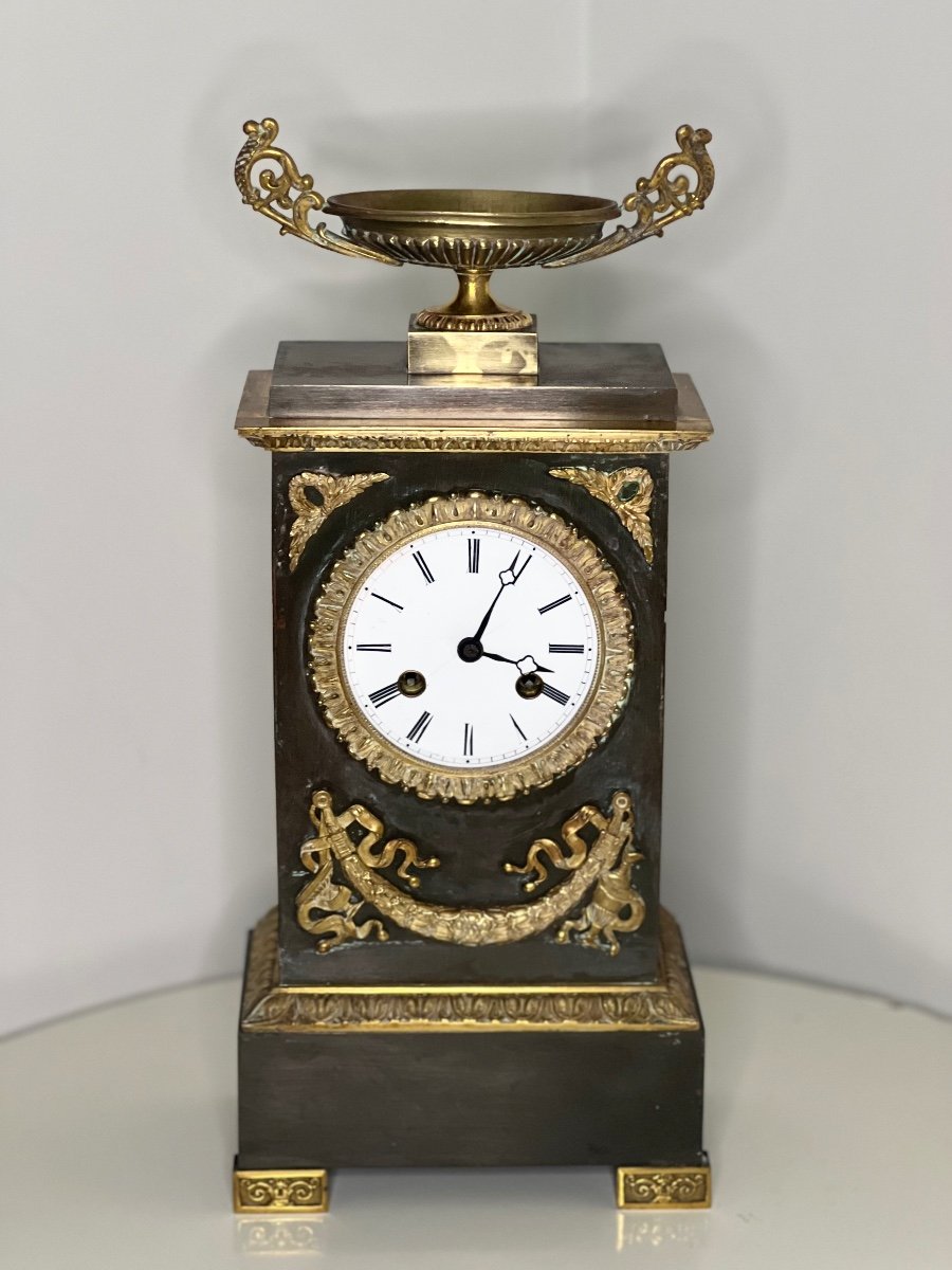 Cartel Pendule Borne En Bronze Debut 19 Eme Clock Uhre-photo-2