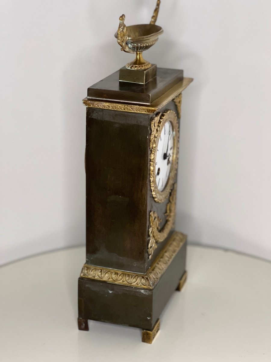 Cartel Pendule Borne En Bronze Debut 19 Eme Clock Uhre-photo-3