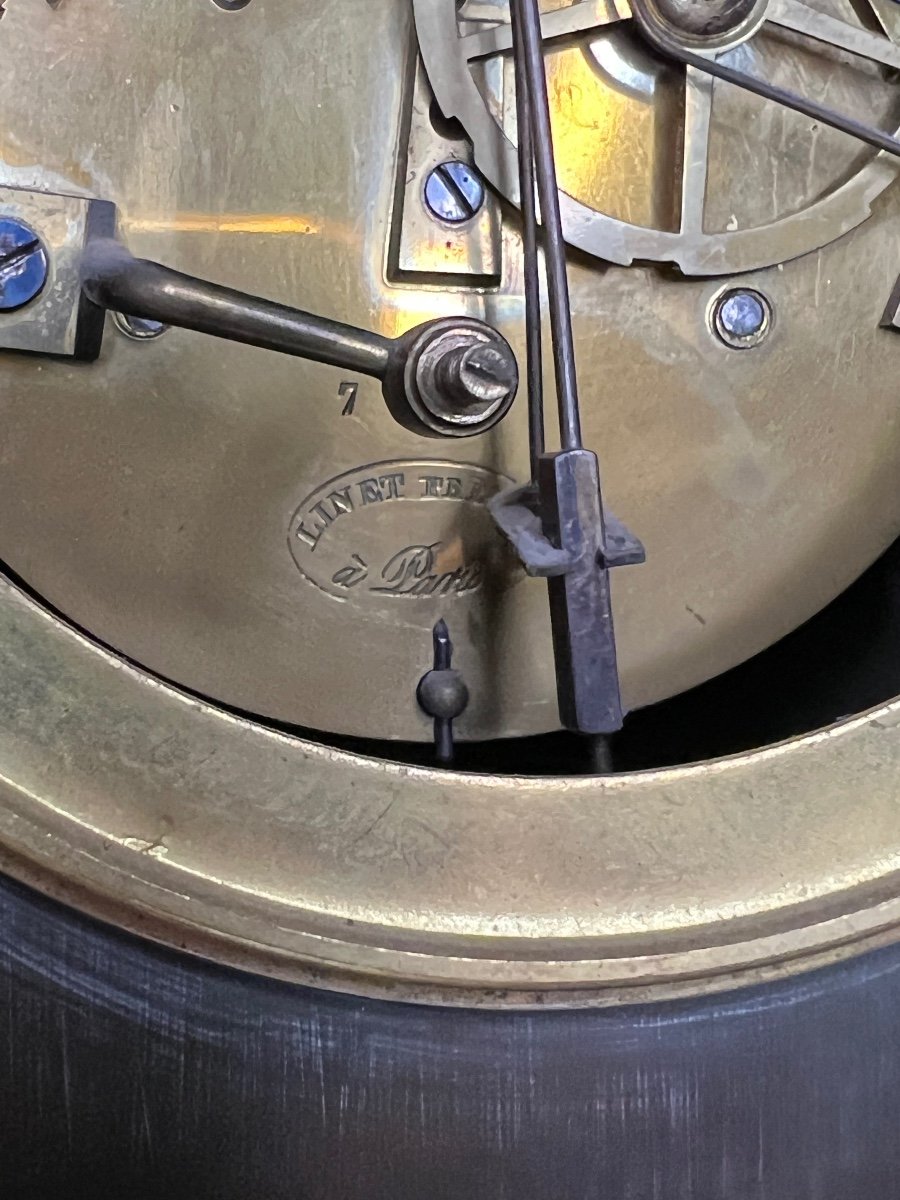 Cartel Pendule Borne En Bronze Debut 19 Eme Clock Uhre-photo-1